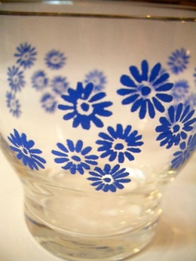 画像3: デッドストック　70sグラス 青の花柄(金の飲み口)