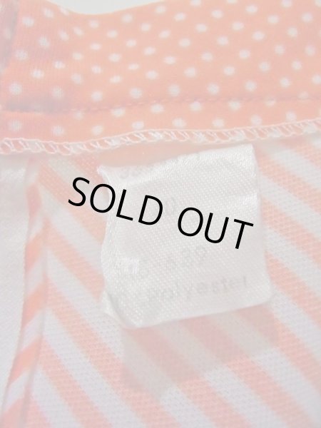 画像6: オレンジと白の斜めボーダーとドットの70sワンピース Mサイズ フランス古着 (6)