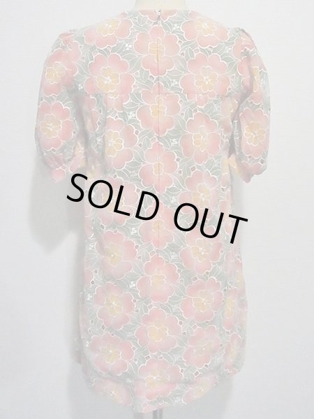 画像3: ピンクの花柄レースのロマンチックなワンピース バルーン Mサイズ 昭和レトロ (3)