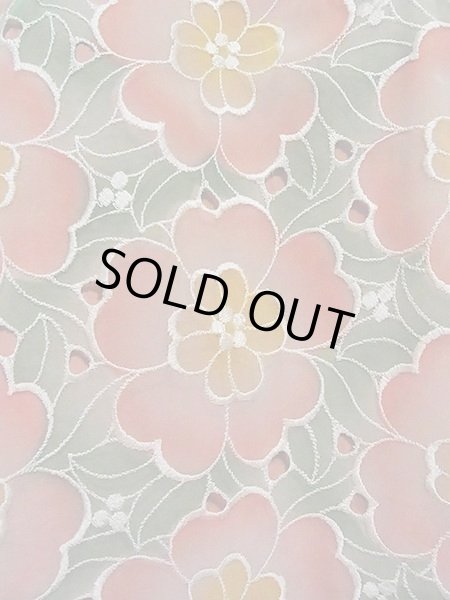 画像5: ピンクの花柄レースのロマンチックなワンピース バルーン Mサイズ 昭和レトロ (5)