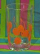 画像1: オレンジ色のさくらんぼ柄の小振りなグラス 70年代 昭和レトロ 70s retro glass cup (1)