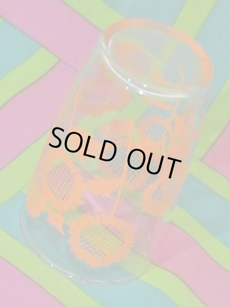 画像4: オレンジ色のひまわり柄の小振りなグラス 70年代 昭和レトロ 70s retro glass cup (4)