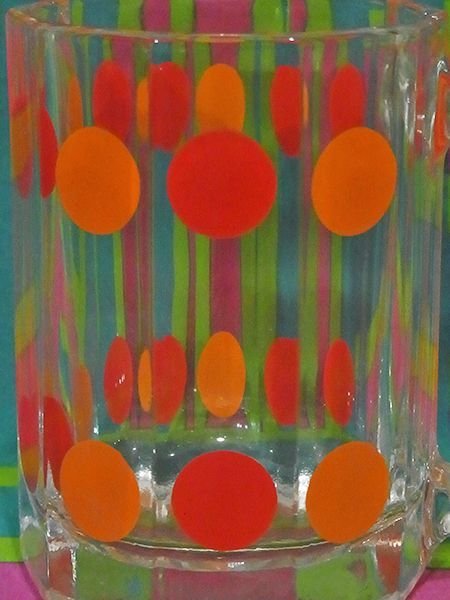 画像3: 赤とオレンジの水玉のミニビアグラス 70年代 昭和レトロ 70s retro glass cup (3)