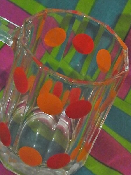 画像5: 赤とオレンジの水玉のミニビアグラス 70年代 昭和レトロ 70s retro glass cup (5)