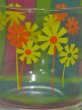 画像3: オレンジ色と黄色の花柄の小振りなグラス 70年代 昭和レトロ 70s retro glass cup (3)
