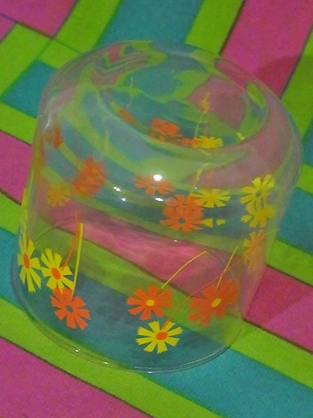 画像4: オレンジ色と黄色の花柄の小振りなグラス 70年代 昭和レトロ 70s retro glass cup (4)