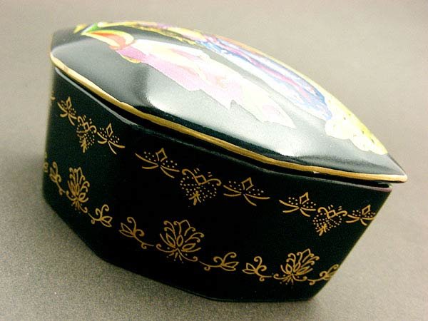 画像4: 【送料無料】フランスの陶器のオルゴールのアクセサリーボックス・The Golden Bockerel 金鶏 アンティーク  (4)