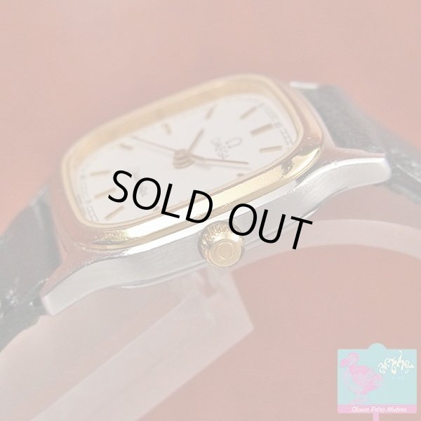 画像3: オメガ OMEGA シーマスター レディースウォッチ GP/SS エレガントなコンビカラーのスクエアケース クオーツ 未使用カーフベルト (3)