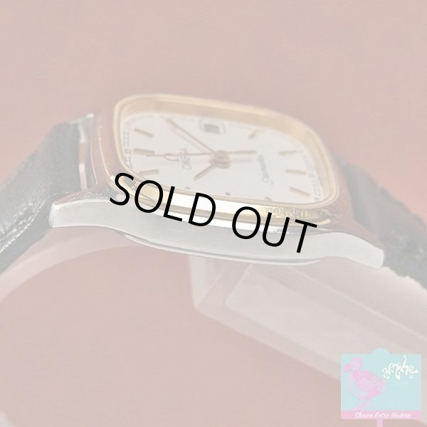 画像4: オメガ OMEGA シーマスター レディースウォッチ GP/SS エレガントなコンビカラーのスクエアケース クオーツ 未使用カーフベルト (4)