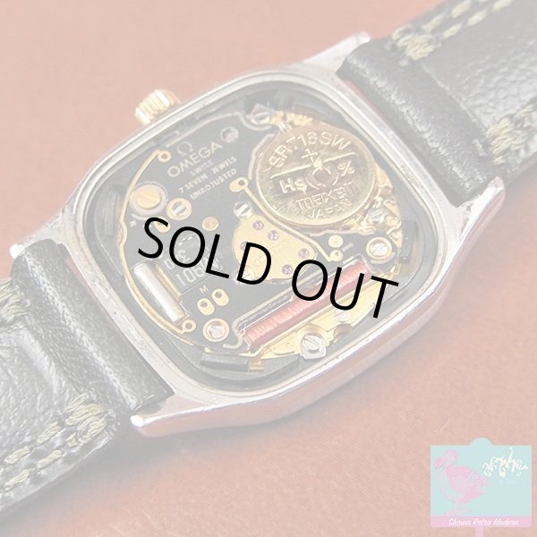 画像5: オメガ OMEGA シーマスター レディースウォッチ GP/SS エレガントなコンビカラーのスクエアケース クオーツ 未使用カーフベルト (5)