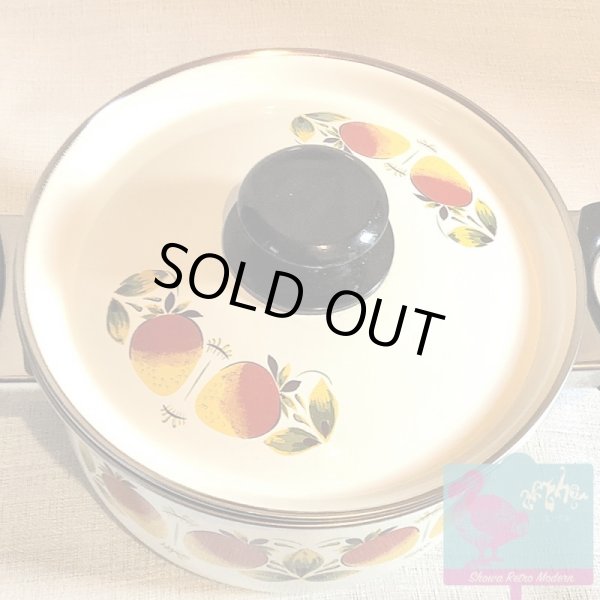 画像4: ホーロー 両手鍋 ルビー イチゴ柄 21cm 昭和レトロ レトロポップ 未使用品 (4)