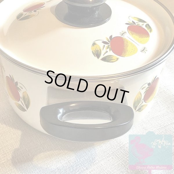 画像5: ホーロー 両手鍋 ルビー イチゴ柄 21cm 昭和レトロ レトロポップ 未使用品 (5)