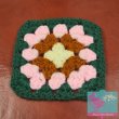 画像1: 手編みのコースター ウール100%  花柄 グリーン 昭和レトロ  (1)