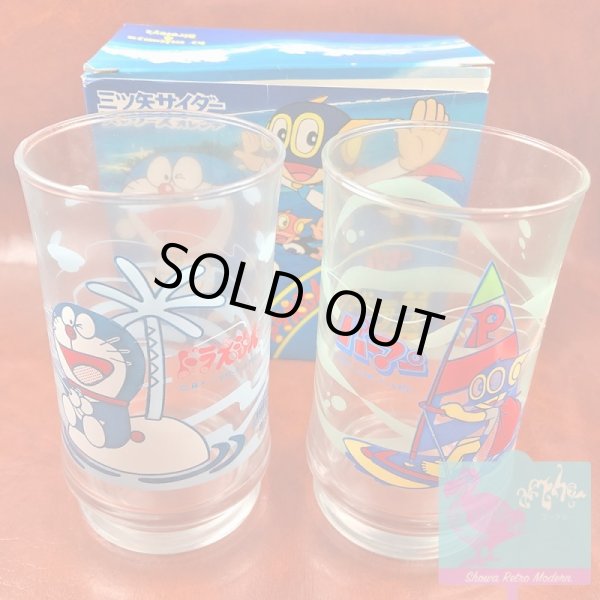 画像9: 箱付き 三ツ矢サイダー&バヤリース ドラえもん&パーマンのプリント 2箱(グラス4個)セット Mitsuya & Bireley's  (9)