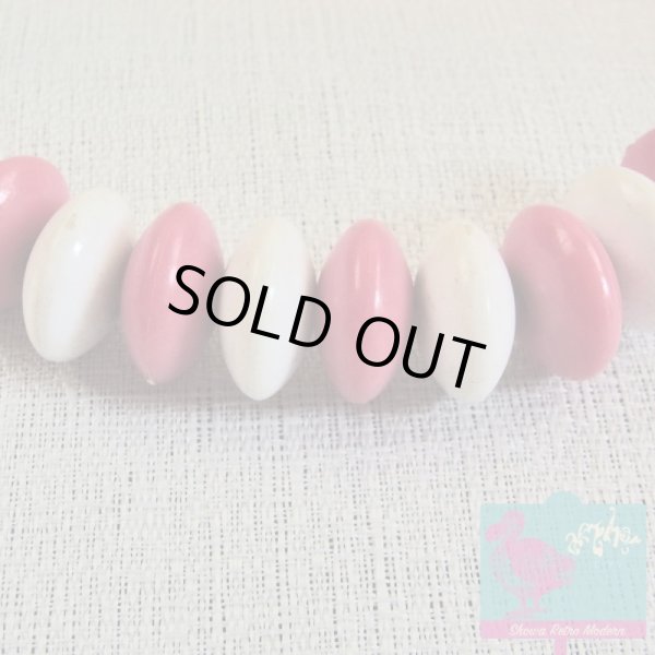 画像4: 【送料無料】レトロ ヴィンテージ プラスチックネックレス ピンク×ホワイト イギリス 英国製 (4)