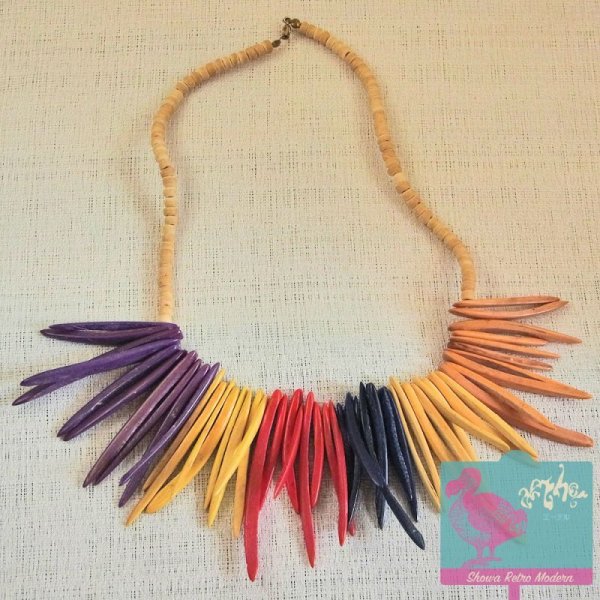 画像3: 米国製ヴィンテージ ウッドネックレス 木製 カラフル USA 1970年代 (3)