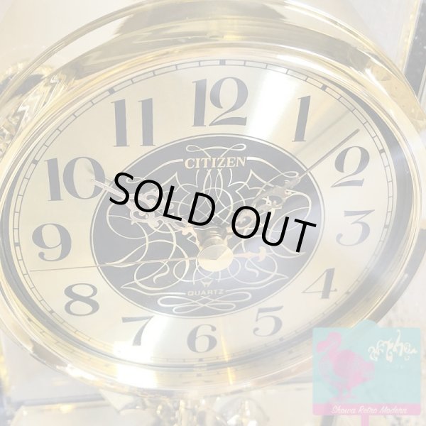 画像8: シチズン 回転飾り付き からくり置き時計 クオーツ  レトロ ゴールドカラー 持ち手付き クロック CITIZEN QUARTZ  (8)