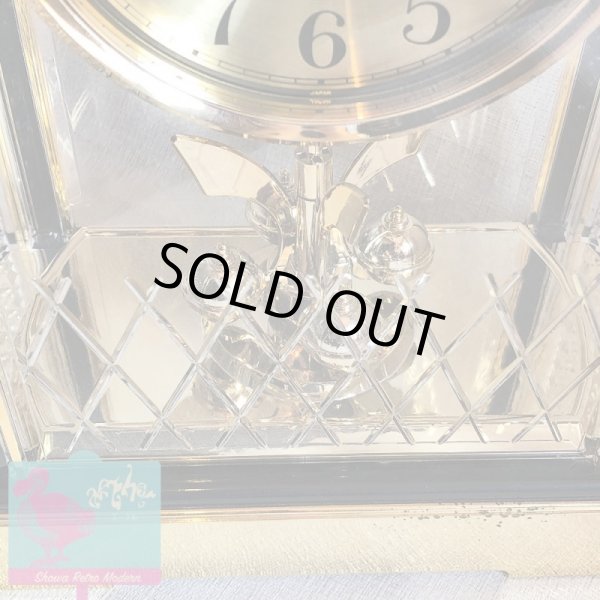 画像9: シチズン 回転飾り付き からくり置き時計 クオーツ  レトロ ゴールドカラー 持ち手付き クロック CITIZEN QUARTZ  (9)