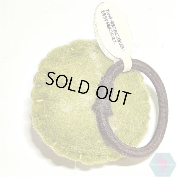 画像3: エスニックなモコモコなフェルトボールのゴム グリーン 亀のピースマーク ヘアゴム ヘアアクセサリー アジア雑貨 (3)