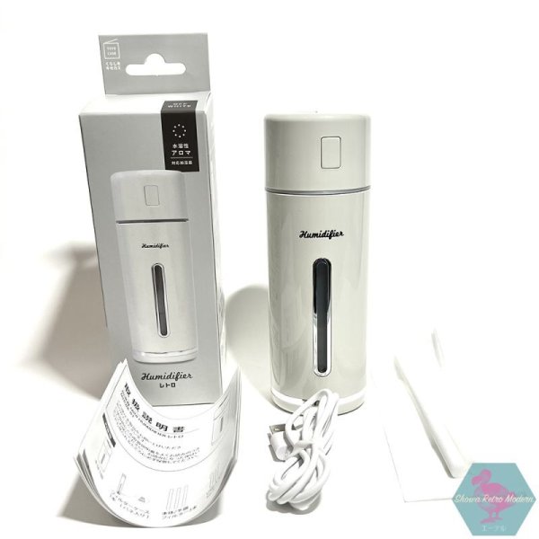 画像2: 【新品】レトロデザイン アロマ水溶液 LED卓上加湿器  オフホワイト MINI HUMIDIFIER 東洋ケース (2)