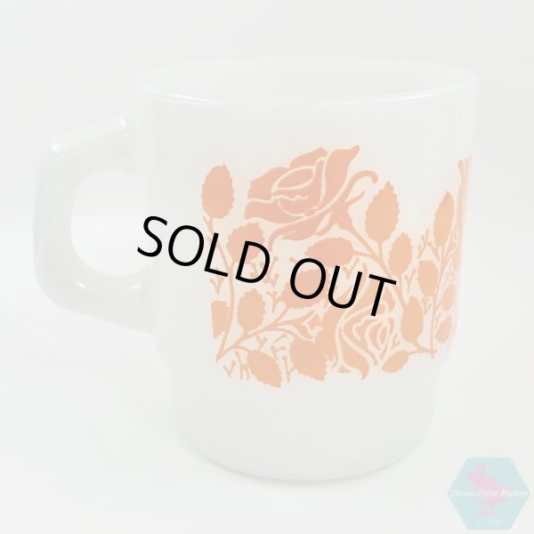 画像3: 【送料無料】ファイヤーキング ローズガーデン スタッキングマグ アメリカヴィンテージ Fire King Rose Garden Mug (3)