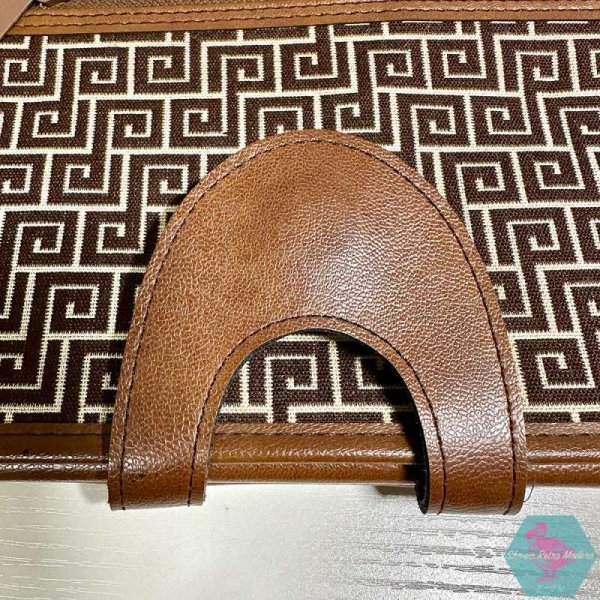 画像4: 渦巻き状の幾何学模様 クラッチバッグ シックでレトロモダン柄 1970年代 (4)