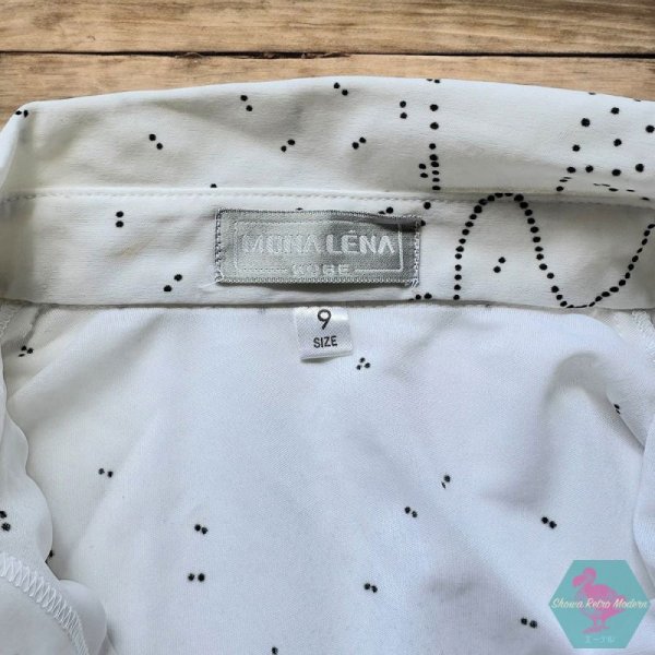 画像7: デッドストック MONA LENA 柄シャツ ブラウス  70s レトロデザイン 花柄 総柄 レディース 古着 Mサイズ相当 9号サイズ 高島屋 (7)