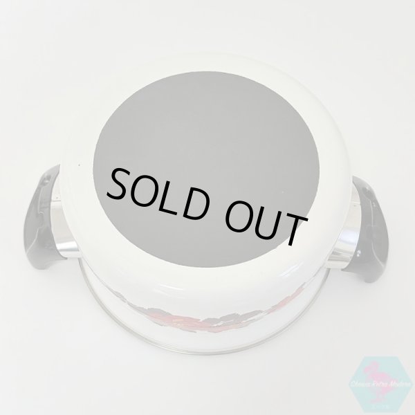 画像8: 未使用品 象印ホーロー 両手鍋 ニューローゼット薔薇柄 18cm 容量2.1ℓ 昭和レトロ  (8)