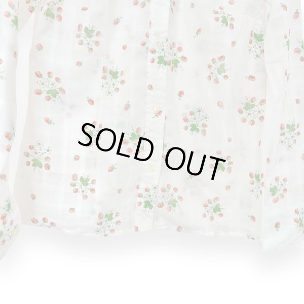 画像5: 柄シャツ ブラウス PATRICK GILL PARIS チェック ジャガード イチゴ柄  総柄 レディース 古着 Mサイズ相当 MADE IN FRANCE (5)