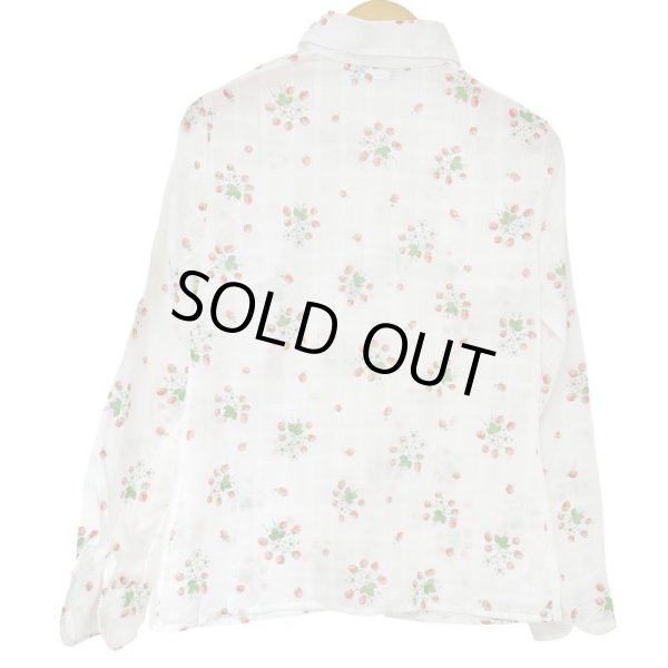 画像6: 柄シャツ ブラウス PATRICK GILL PARIS チェック ジャガード イチゴ柄  総柄 レディース 古着 Mサイズ相当 MADE IN FRANCE (6)