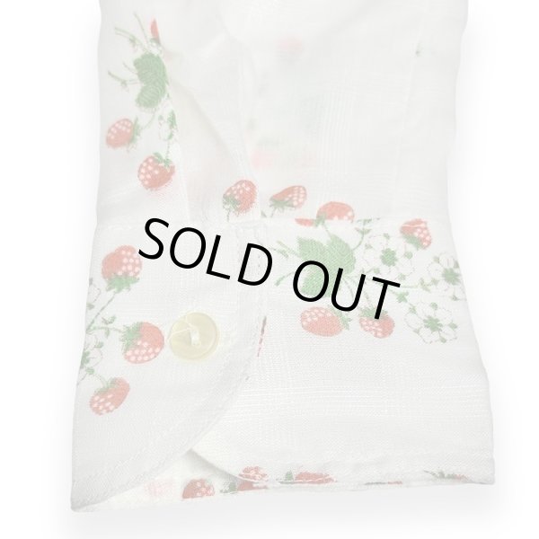 画像7: 柄シャツ ブラウス PATRICK GILL PARIS チェック ジャガード イチゴ柄  総柄 レディース 古着 Mサイズ相当 MADE IN FRANCE (7)