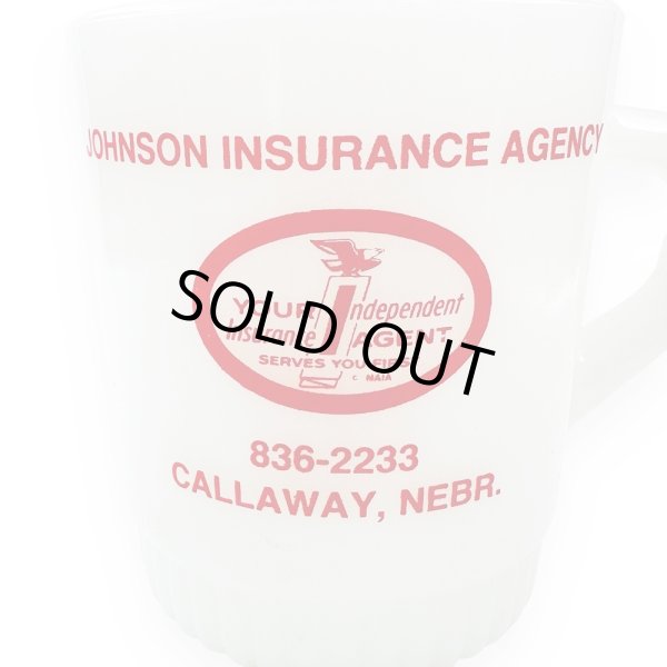 画像8: ファイヤーキング JOHNSON INSURANCE AGENCY アドバタイジングマグ ADマグ 1960年代〜1976年頃製造 Fire King Advertising Mug (8)