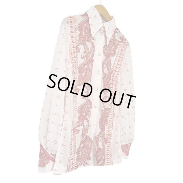 画像3: MONA LENA 柄シャツ ブラウス  70s レトロデザイン ペイズリー 総柄 レディース 古着 Mサイズ相当 9号サイズ 高島屋 (3)