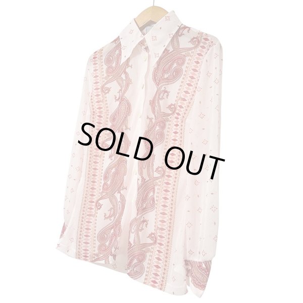 画像4: MONA LENA 柄シャツ ブラウス  70s レトロデザイン ペイズリー 総柄 レディース 古着 Mサイズ相当 9号サイズ 高島屋 (4)