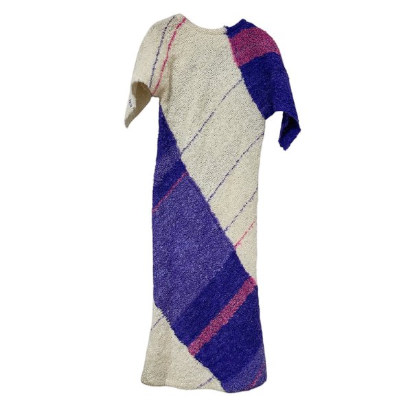 画像6: キッチュなチェックのモコモコニットワンピース Mサイズ相当  (6)