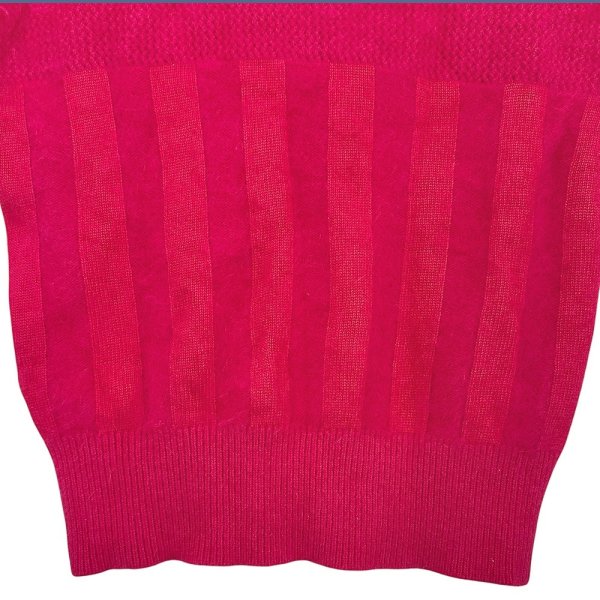 画像7: 90年代ヴィンテージ イヴサンローラントリコット 福助期 レーヨン混紡 半袖ニット トップス ヴィヴィットピンク レディース Mサイズ Yves Saint Laurent tricots PARIS  (7)