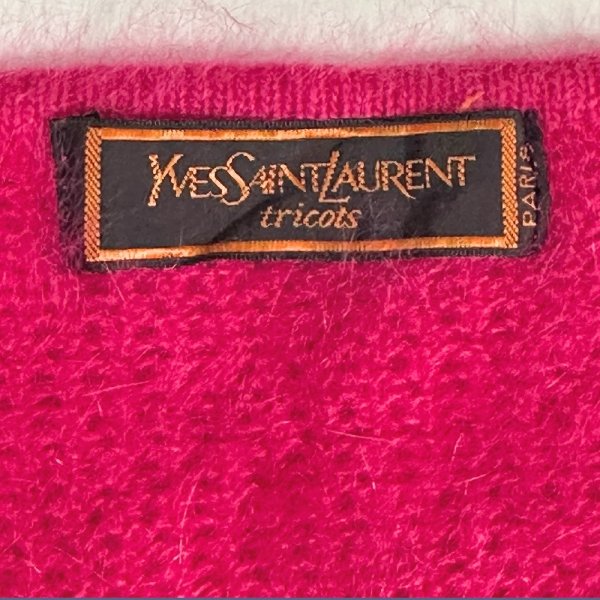 画像11: 90年代ヴィンテージ イヴサンローラントリコット 福助期 レーヨン混紡 半袖ニット トップス ヴィヴィットピンク レディース Mサイズ Yves Saint Laurent tricots PARIS  (11)