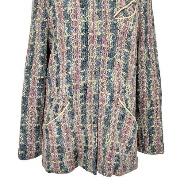 画像3: ヴィンテージ フランス製 ミックスツイードジャケット パイピングポケット フロントジッパー (3)