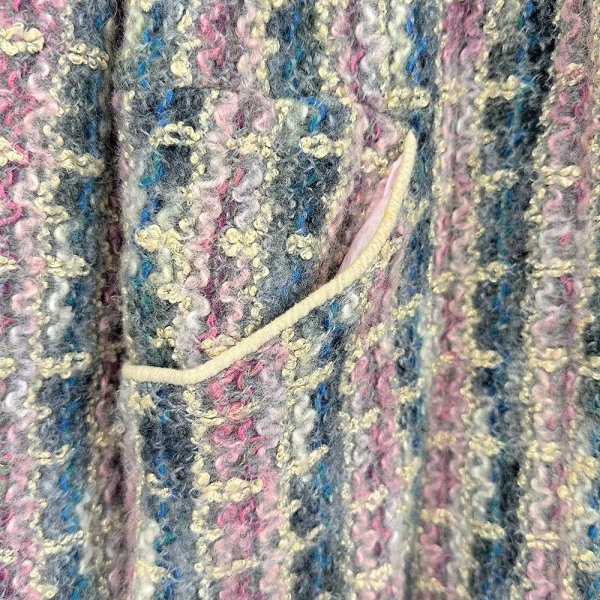 画像7: ヴィンテージ フランス製 ミックスツイードジャケット パイピングポケット フロントジッパー (7)