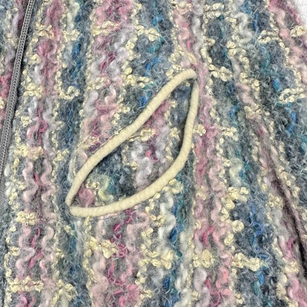 画像10: ヴィンテージ フランス製 ミックスツイードジャケット パイピングポケット フロントジッパー (10)