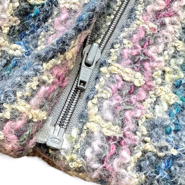 画像14: ヴィンテージ フランス製 ミックスツイードジャケット パイピングポケット フロントジッパー (14)