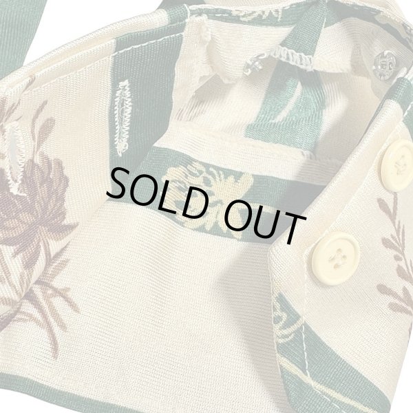 画像10: 70年代  ストライプと植物柄 ベージュ×グリーン 昭和レトロ 柄シャツ ブラウス LOUIS JOONE (10)