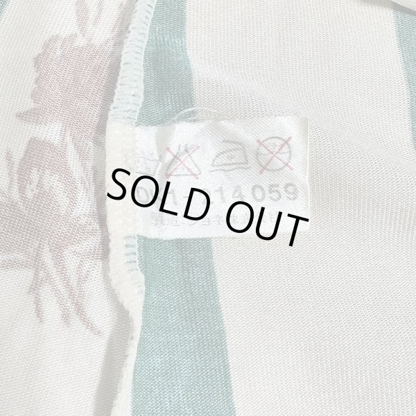 画像11: 70年代  ストライプと植物柄 ベージュ×グリーン 昭和レトロ 柄シャツ ブラウス LOUIS JOONE (11)