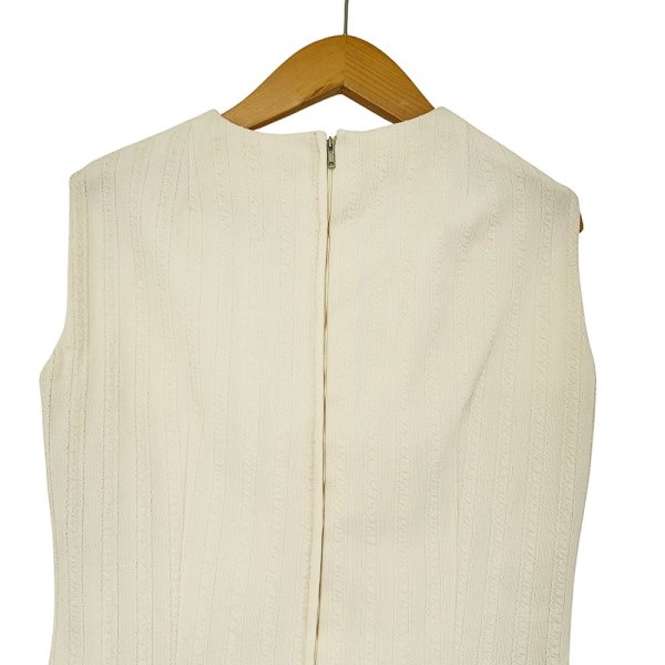 画像5: ヴィンテージ ヨーロッパ製 60’s クリームカラーに朱色のカーブデザイン ノースリーブAラインワンピース Willene (5)