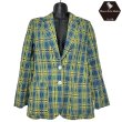 画像1: 昭和レトロ 80’s ワッシャー加工 テーラードジャケット コットン イエローとブルーのチェック レディース FUTABA  80’s Check Pattern Tailored Jacket (1)