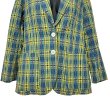 画像3: 昭和レトロ 80’s ワッシャー加工 テーラードジャケット コットン イエローとブルーのチェック レディース FUTABA  80’s Check Pattern Tailored Jacket (3)