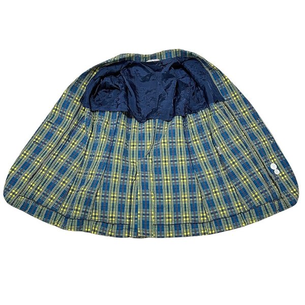 画像10: 昭和レトロ 80’s ワッシャー加工 テーラードジャケット コットン イエローとブルーのチェック レディース FUTABA  80’s Check Pattern Tailored Jacket (10)