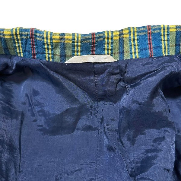 画像11: 昭和レトロ 80’s ワッシャー加工 テーラードジャケット コットン イエローとブルーのチェック レディース FUTABA  80’s Check Pattern Tailored Jacket (11)