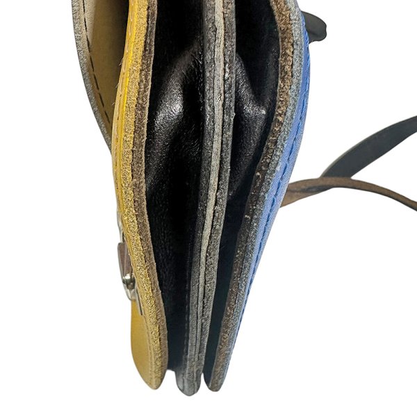 画像12: 赤×青 緑×黄 裏表の両面使える 2WAY ショルダーバック 皮 レトロ (12)