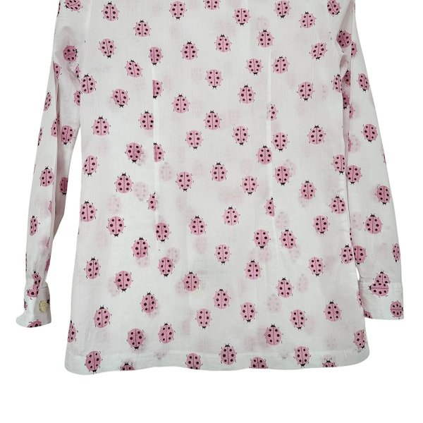 画像8: 昭和レトロ 70’s  てんとう虫 ピンク 柄シャツ ブラウス  薄手の長袖 (8)